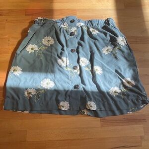 Floral Button-Down Skirt in Blue